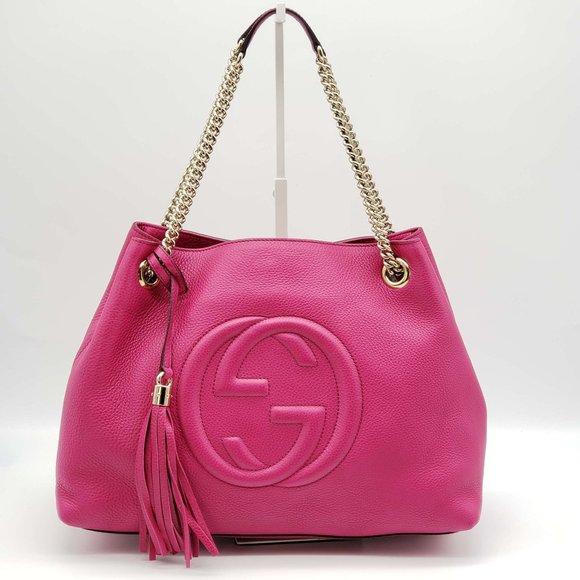 100% Authentic Gucci GG Soho on Chain Medium Pink Shoulder Bag